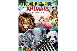 Alcohol Markers Animals Coloring Book for Adults and Kids | Stress Relief and Relaxation