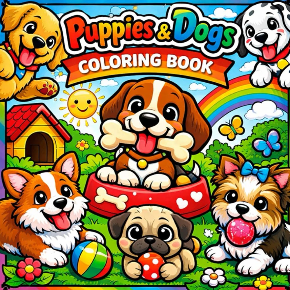 Puppies and Dogs Adult Coloring book: Stressbuster for Pet Lovers