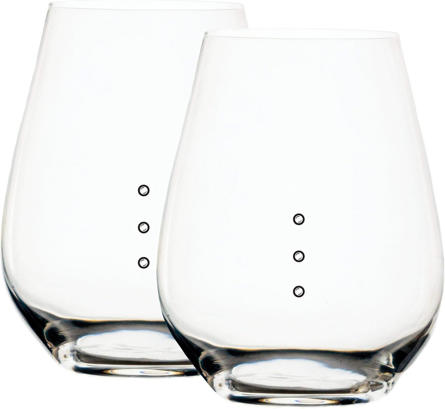 4 Elegance Large Stemless Measuring Wine Glass with Wine