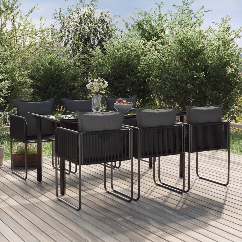 KCCKOM Garden Furniture Set 7 Piece Patio Dining Set Black