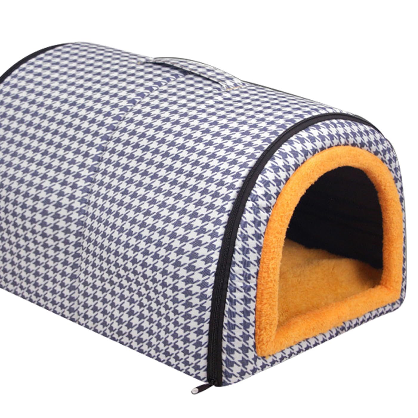 Large Dog House 2 in 1 Dog Bed Waterproof XL,Washable Pet Cat Calming Beds Anti Anxiety Soft Plaid Indoor Non-Slip Warm Pet Cave House Kennel for Medium Dogs Cats (White,L-60x43x40CM)