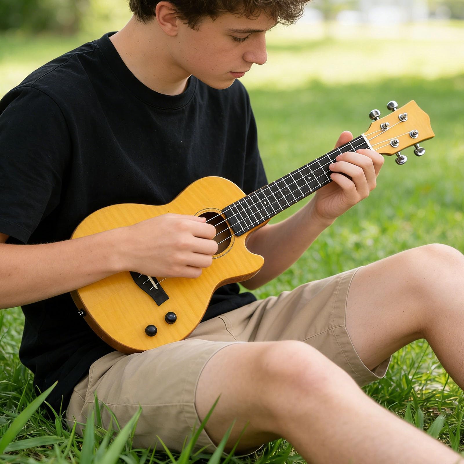 Ukelele eléctrico Bluetooth recargable, 23 pulgadas, para adultos