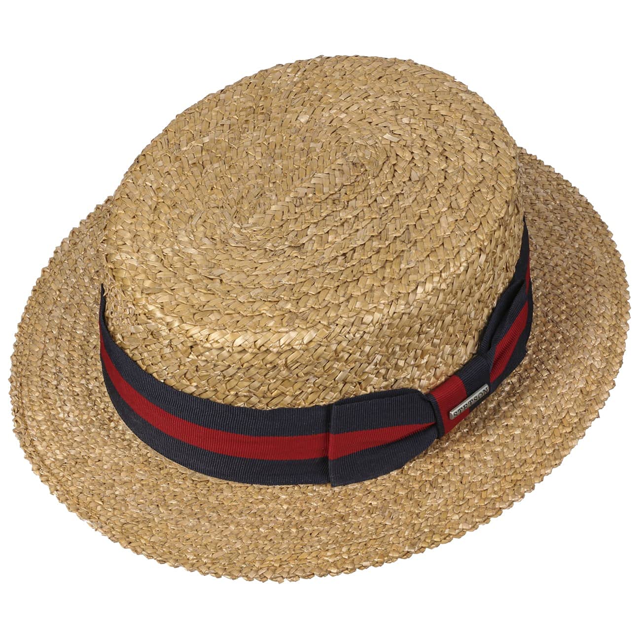 Stetson Cappello in Paglia di Grano Boater Donna/Uomo - Estivo da Sole con Nastro Grosgrain Estate Primavera/Estate