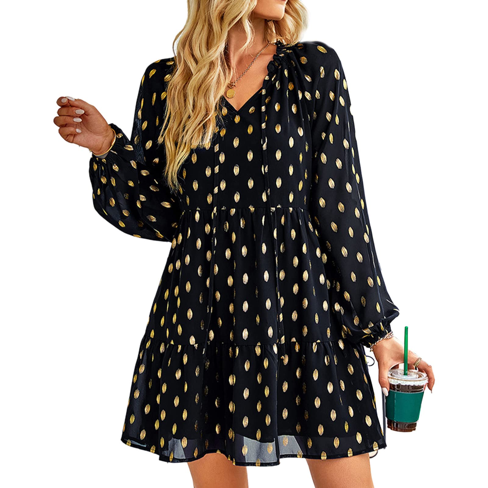 V-Neck Dress Elegant Women Casual Breathable Comfortable Lady Dress for Work for Traveling