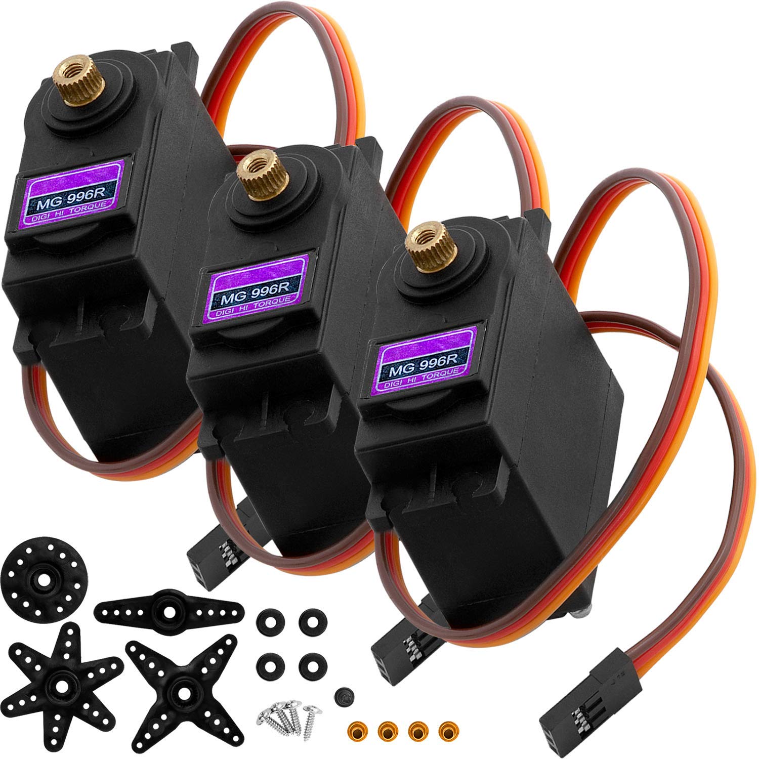 3 x MG996R Digital Servo Motor Metal Gear High Speed Torque Helicopter Airplane Boat RC compatible with Arduino including eBook