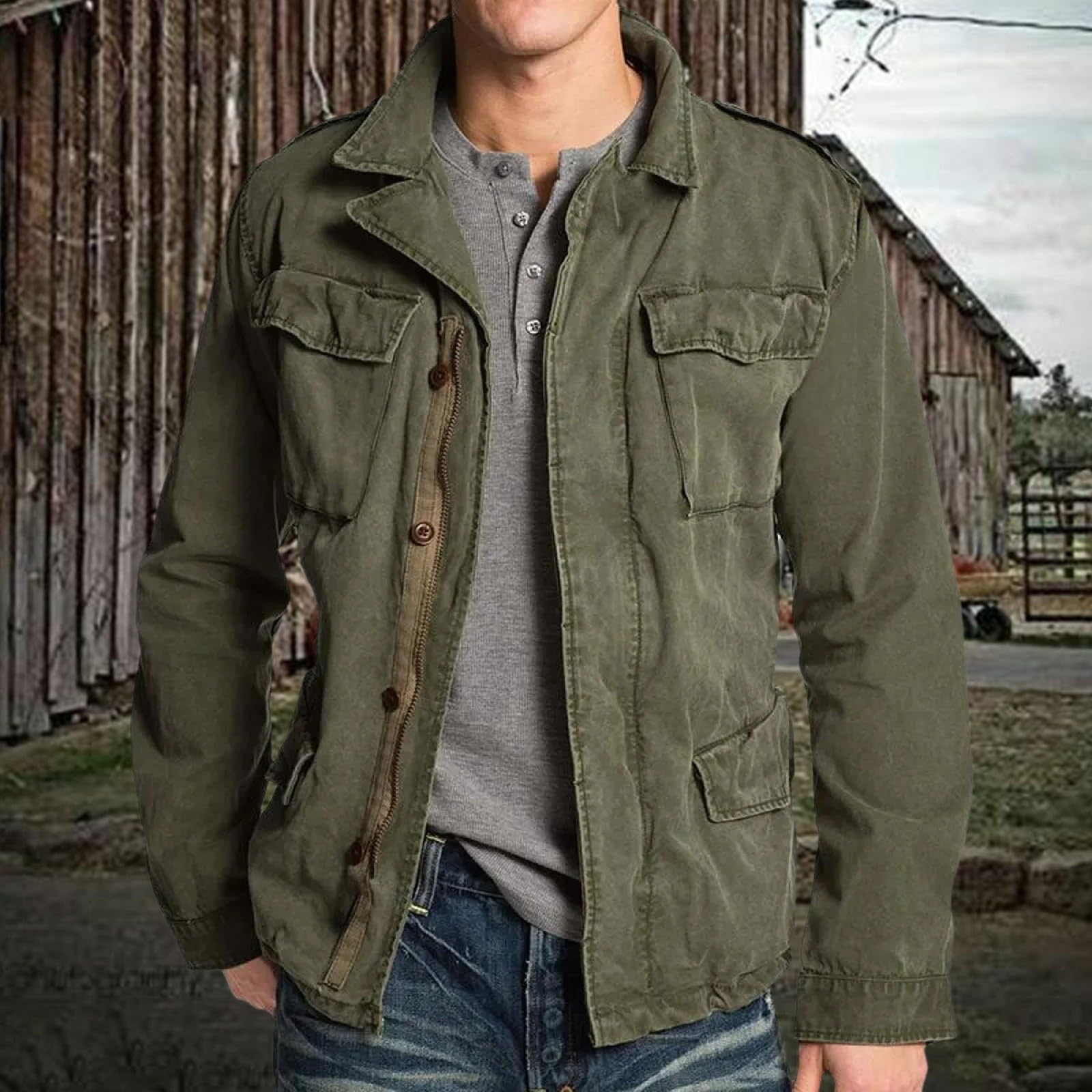 Uomo Primavera e Autunno Inverno Retro Casual Workwear Multi Pocket Pesante Allentato Sport Casual Giacca Uomo Giacche Invernali Casual