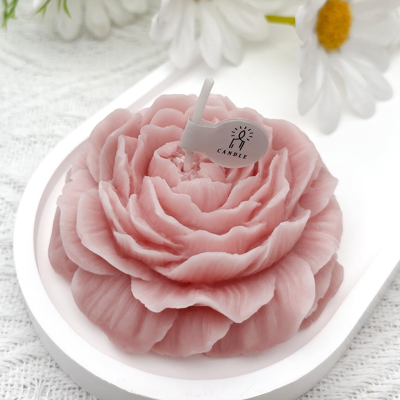 Mewealth Peony Candles Gifts for Women, Soy Wax Aromatherapy Candle, Room Decor Cute Flower Shaped Scented Candles, Aesthetic Decorative (Daffodil, 3