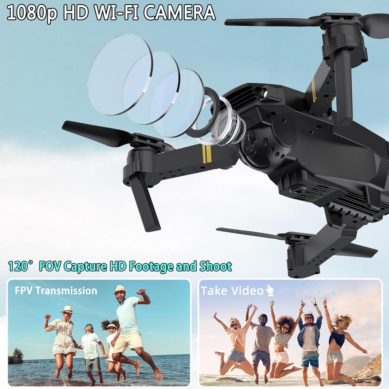 ILYPOP SHOP Drone 4K con doppia fotocamera, video live, mantenimento altitudine, decollo/atterraggio facile, 3D Flip. Ideale per principianti e professionisti. Regalo perfetto per ragazze e ragazzi