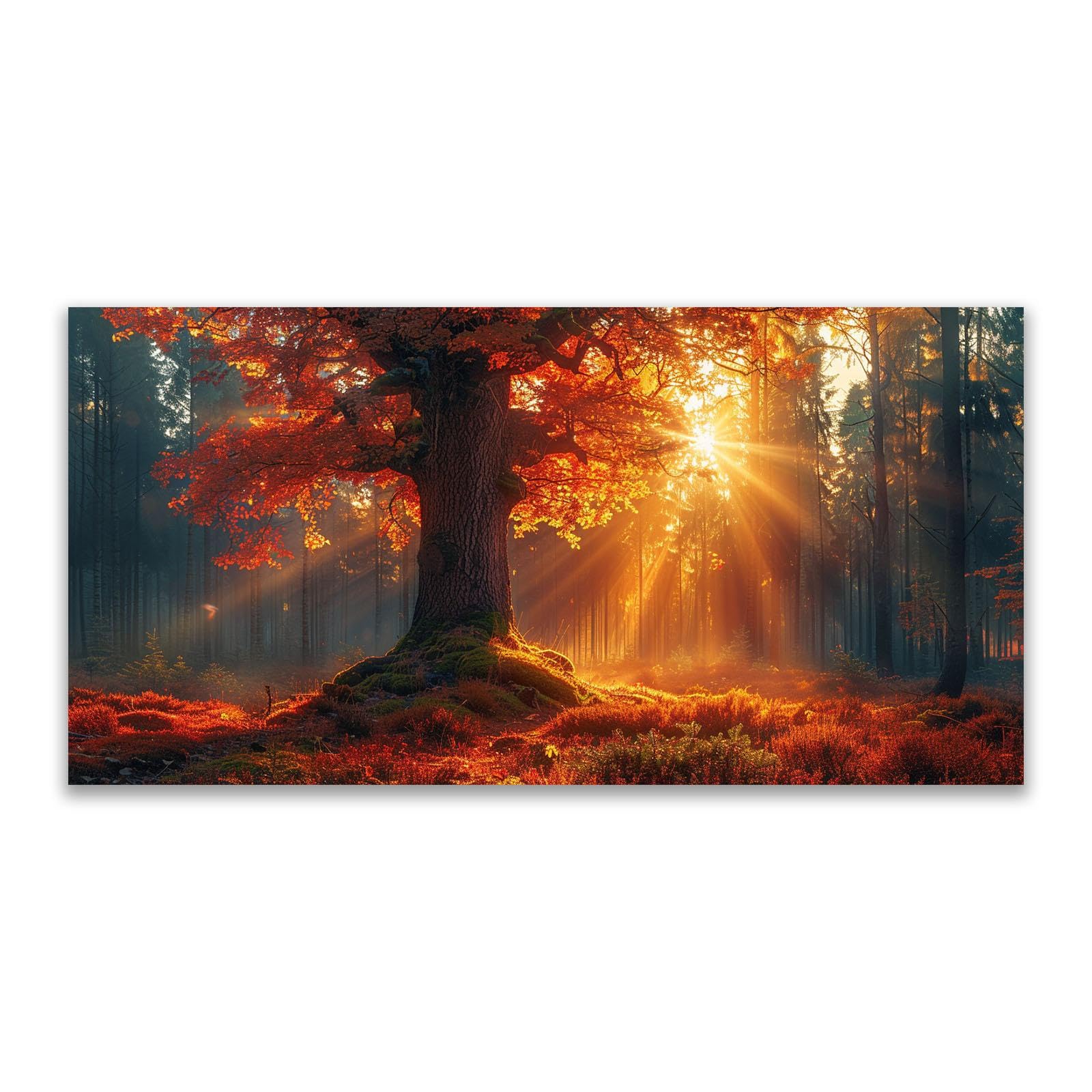 JOSUE Landscape Canvas Wall Art Sunset Tree Canvas Kitchen Wall Art,Orange,gold Modern Decorative Contemporary For Living Room Bedroom Office-30x60cm Unframed