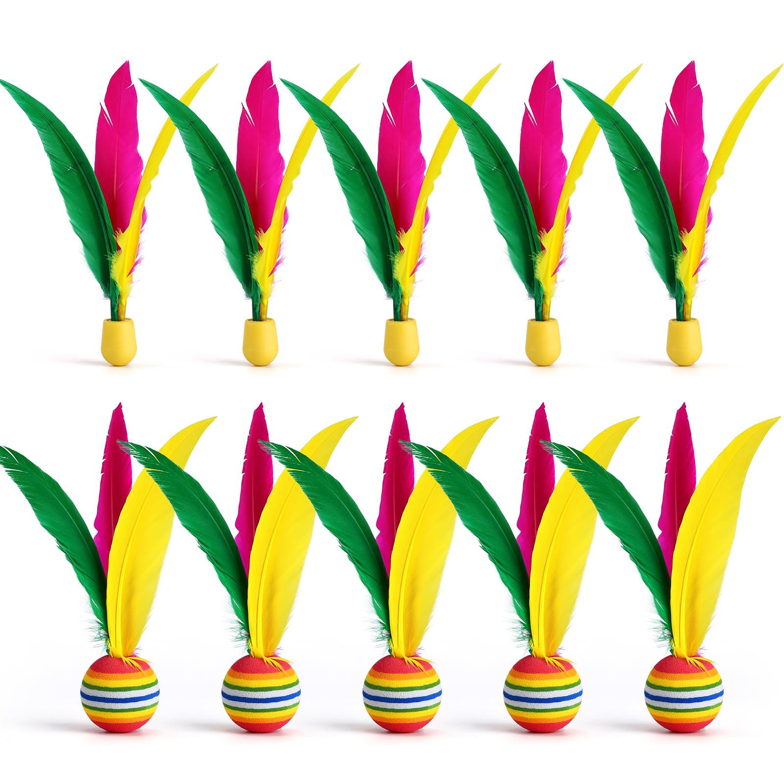 TOBWOLF 10PCS Paddle Replacement Birdies, Water-Resistant Shuttlecocks for Adults Family Activity Slow Play, Indoor & Outdoor Feather Birdies for Paddle Pickleball, Badminton, Tennis