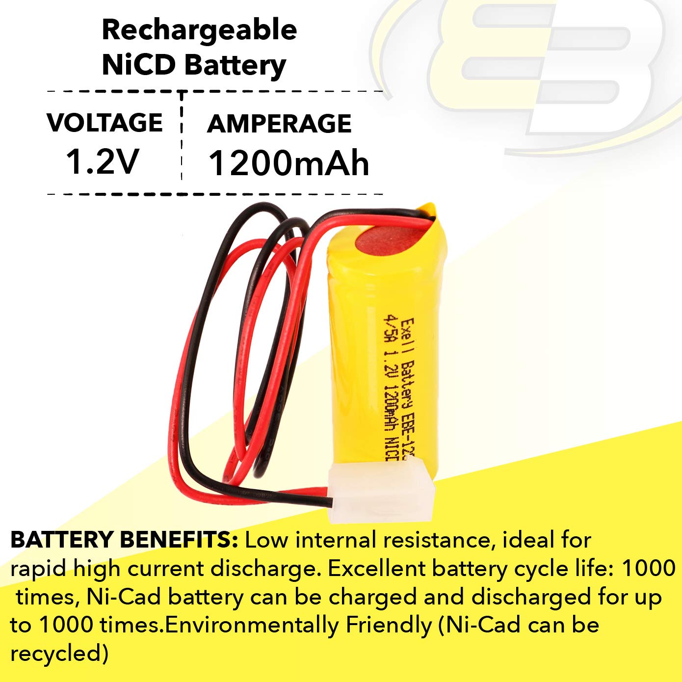 4 Pack)2.4V 1100mAh AA Ni-CD Battery Pack Replacement For Lithonia...