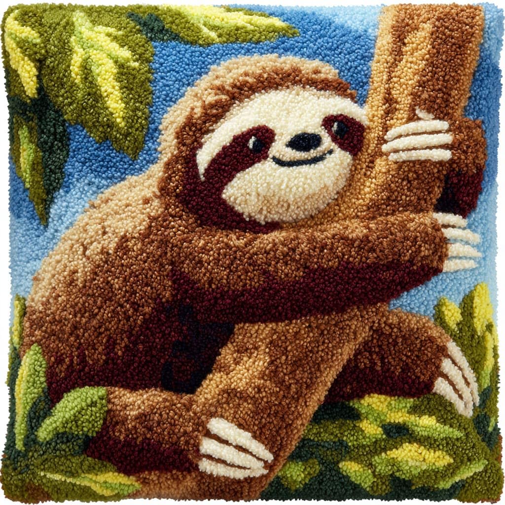 Henypt DIY Latch Hook Pillow Kits Sloth