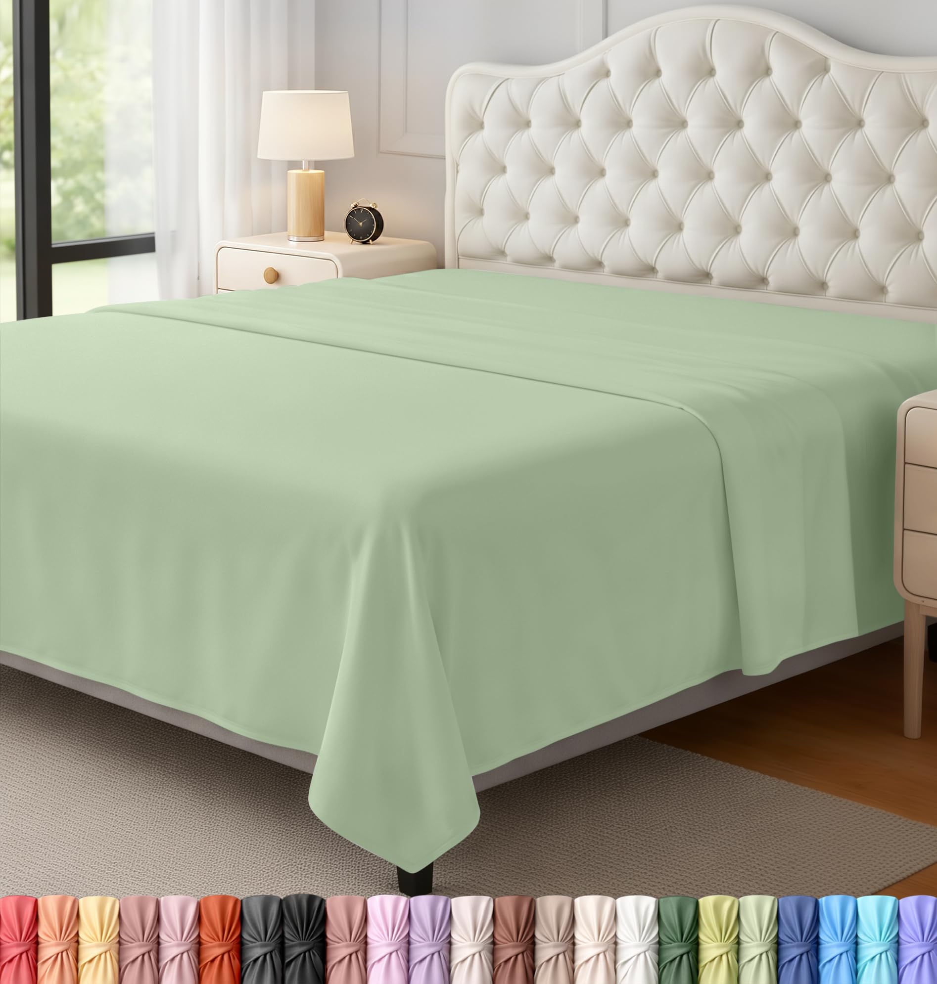 Utopia Bedding Flat Sheet, 1 Pack, Queen Size, Soft Brushed Microfiber Fabric, Shrinkage and Fade Resistant, Easy Care, Light Green (Sage)