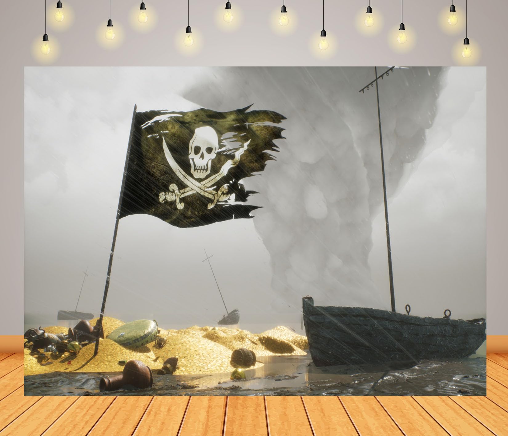 12x8FT (3.6x2.5m) Bandiera Pirata Isola Tesoro Sfondo Fotografico