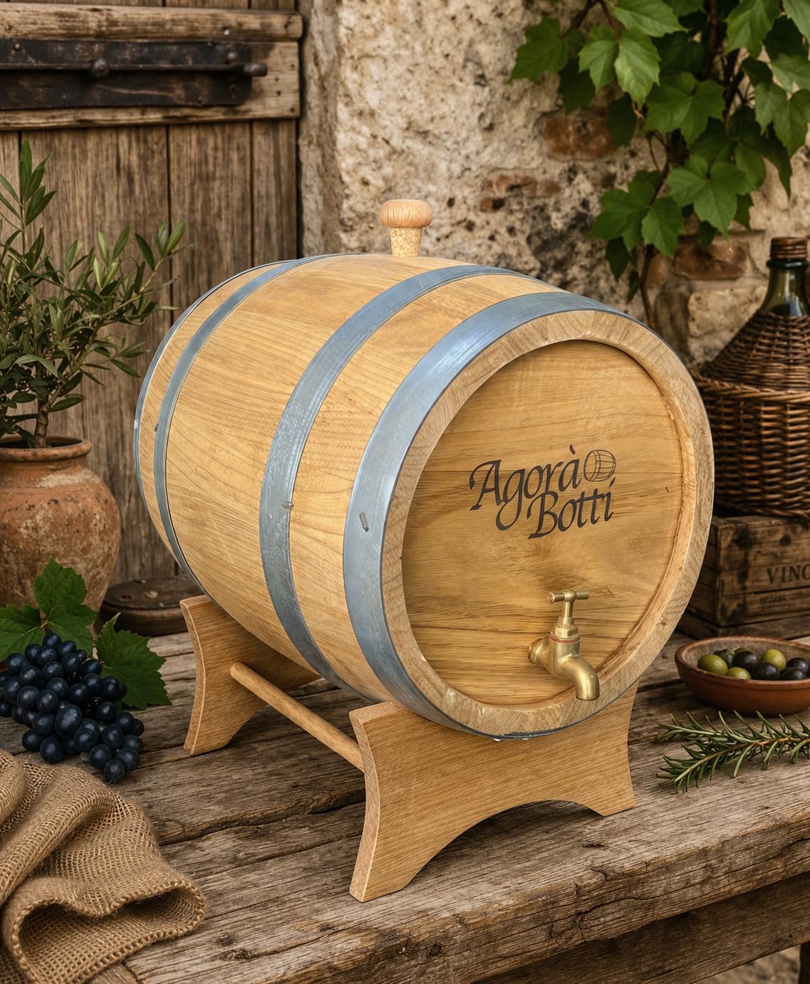 Barril de castaño de 10 litros con Grifo de latón