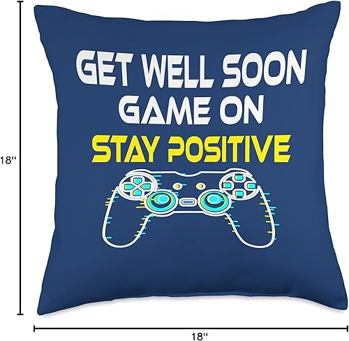 Miniatura 4 de Get Well Soon Game On Boys Teens Stay Positive Gifts - Almohada de 18 x 18 pulgadas, multicolor