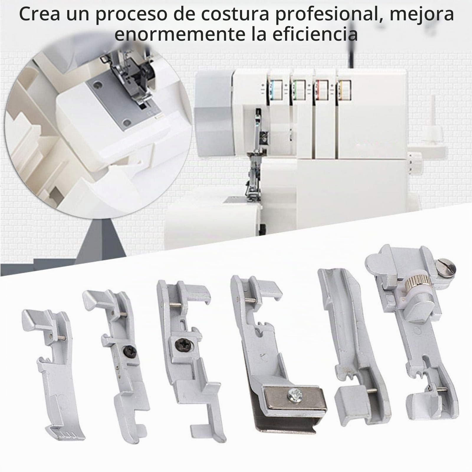 Juego de prensatelas de 6 piezas, prensatelas, prensatelas para máquina de coser doméstica, máquina overlock multifunción para máquina overlock doméstica