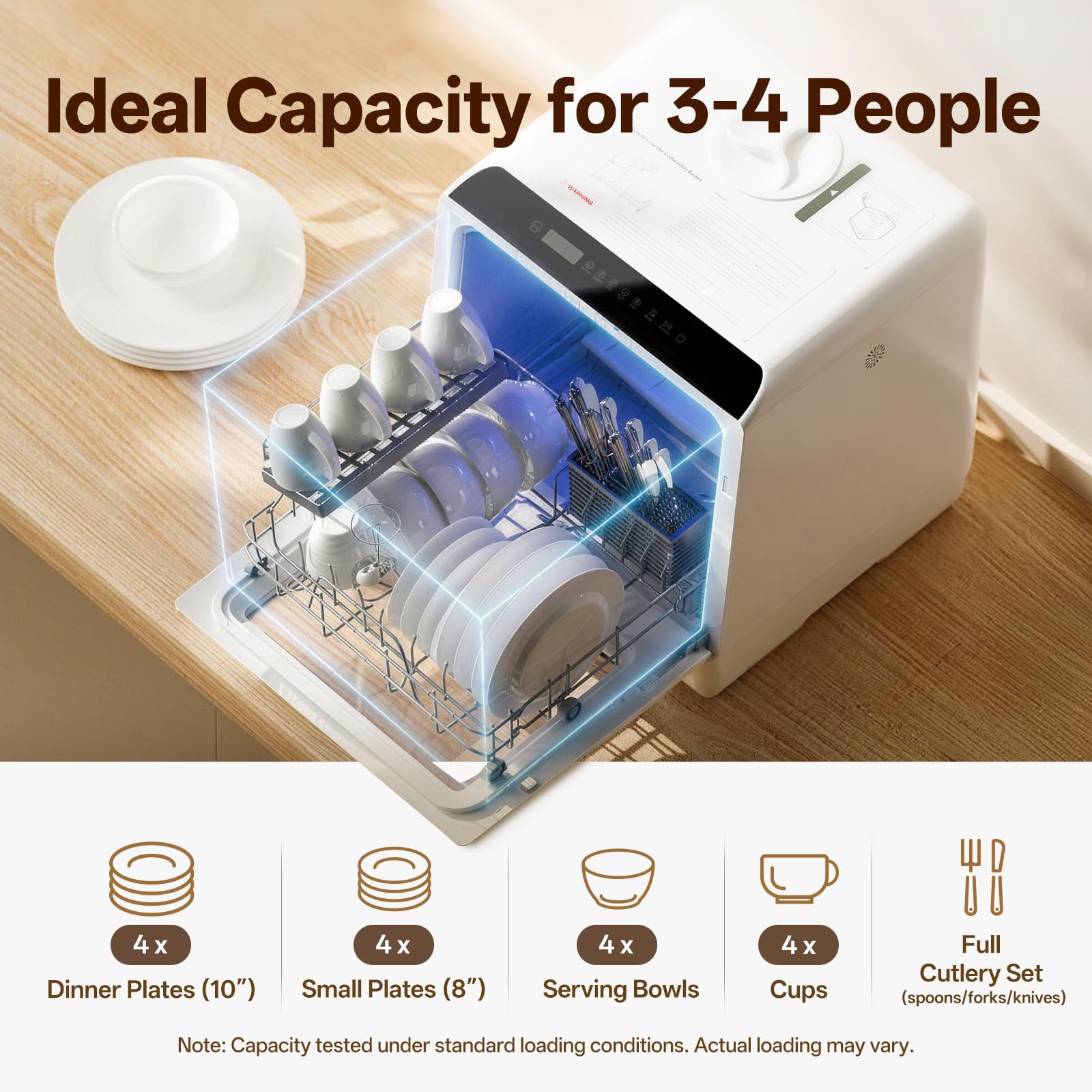 NOVETE Portable Countertop Dishwashers Compact Dishwashers with 5L Built-in Water Tank & Inlet Hose 5 Washing Programs Baby Care Air-Dry Function and LED Light for Small Apartments product thumbnail 8