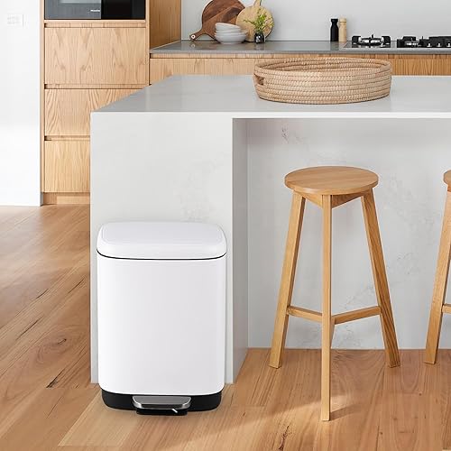 Miniatura 4 de Garvee Bote de basura manos libres de 12 litros, funcionamiento de pedal con tapa de control de olores, contenedor interior extraíble y soporte para