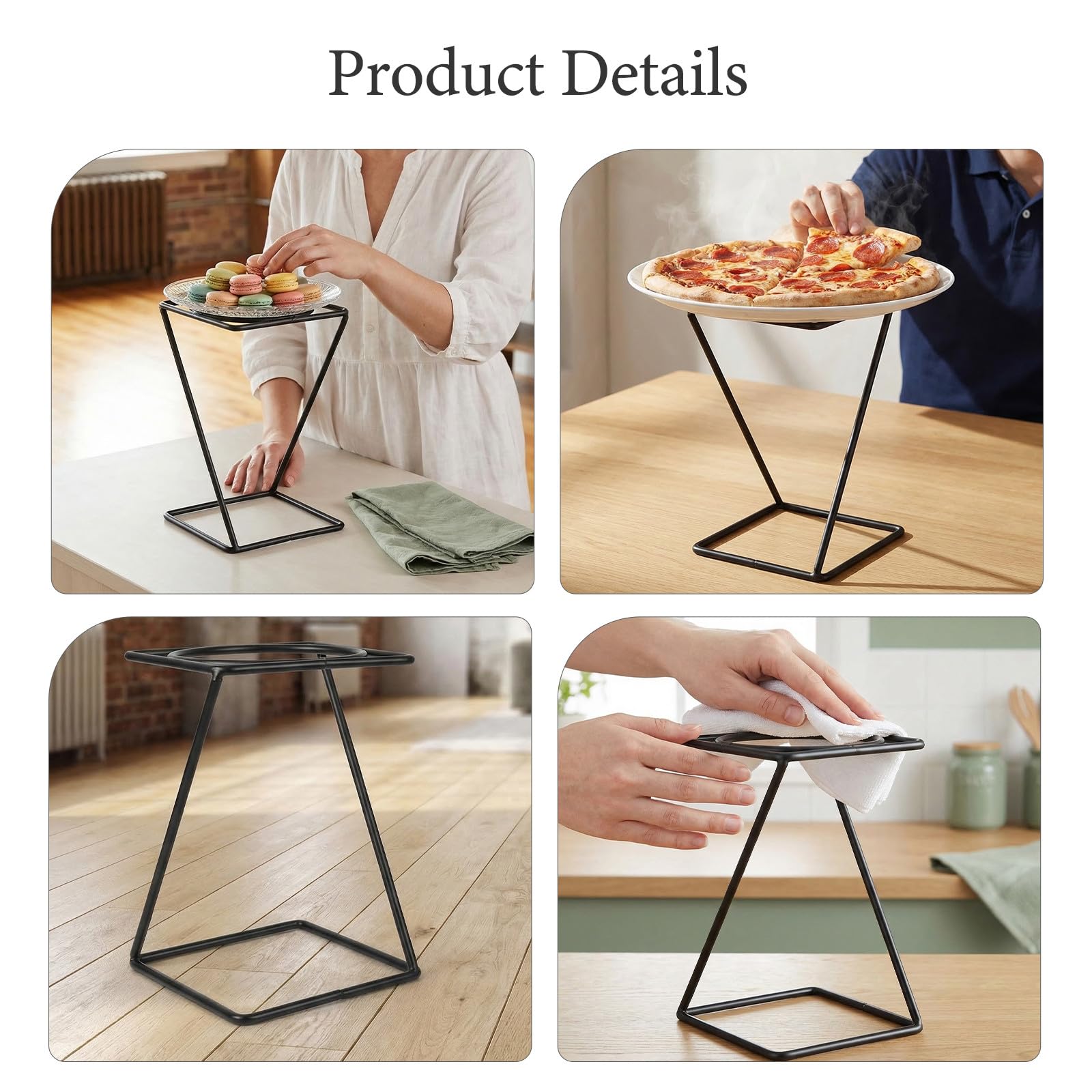 2 supporti in metallo per pizza da tavolo - Supporto in metallo per esposizione alimenti - Alzata per vassoio da portata per buffet di feste di matrimonio