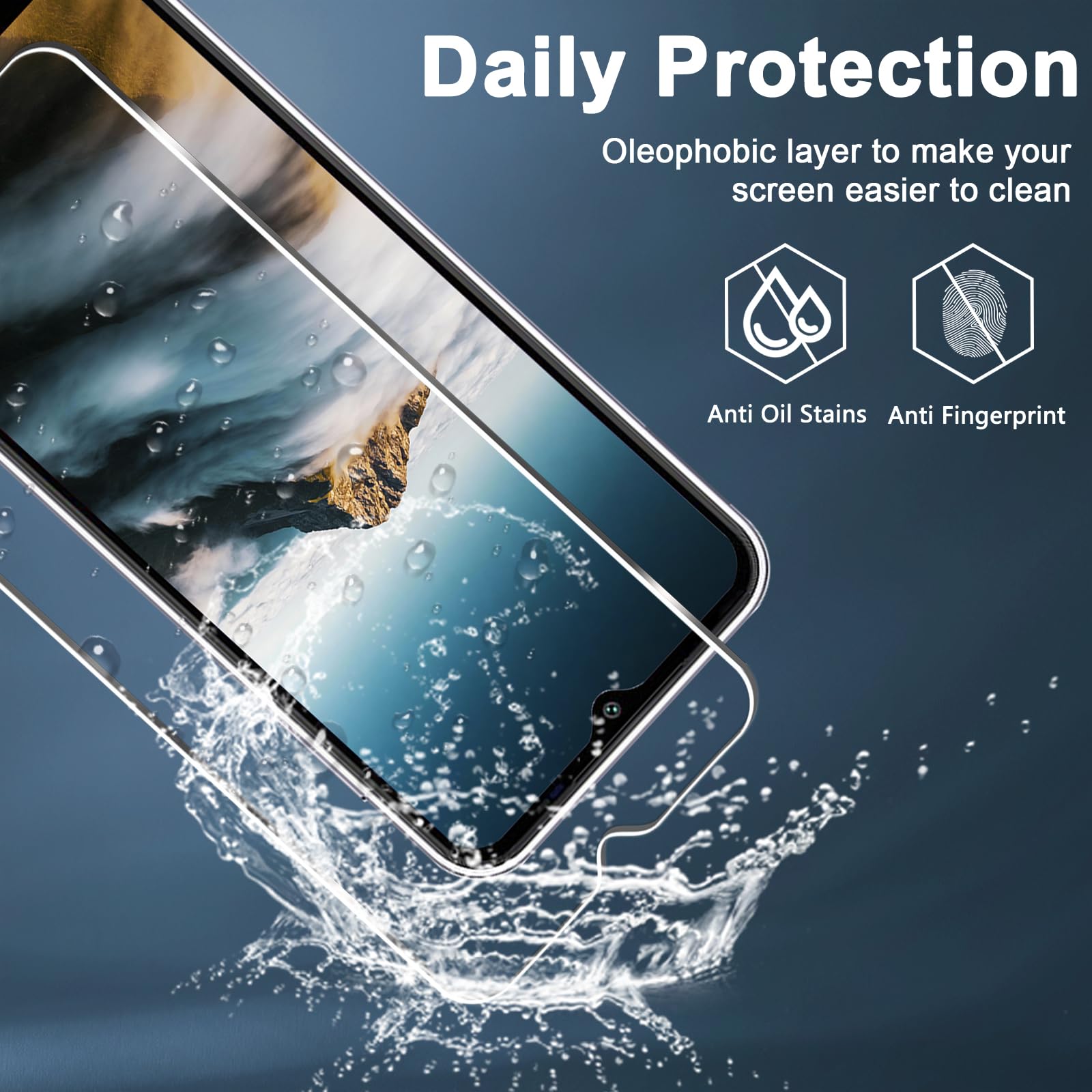 [3+3] Protector de pantalla para Samsung Galaxy A14 5G, 3 unidades de vidrio templado y 3 protectores de lente de cámara, dureza 9H, transparente HD, compatible con fundas