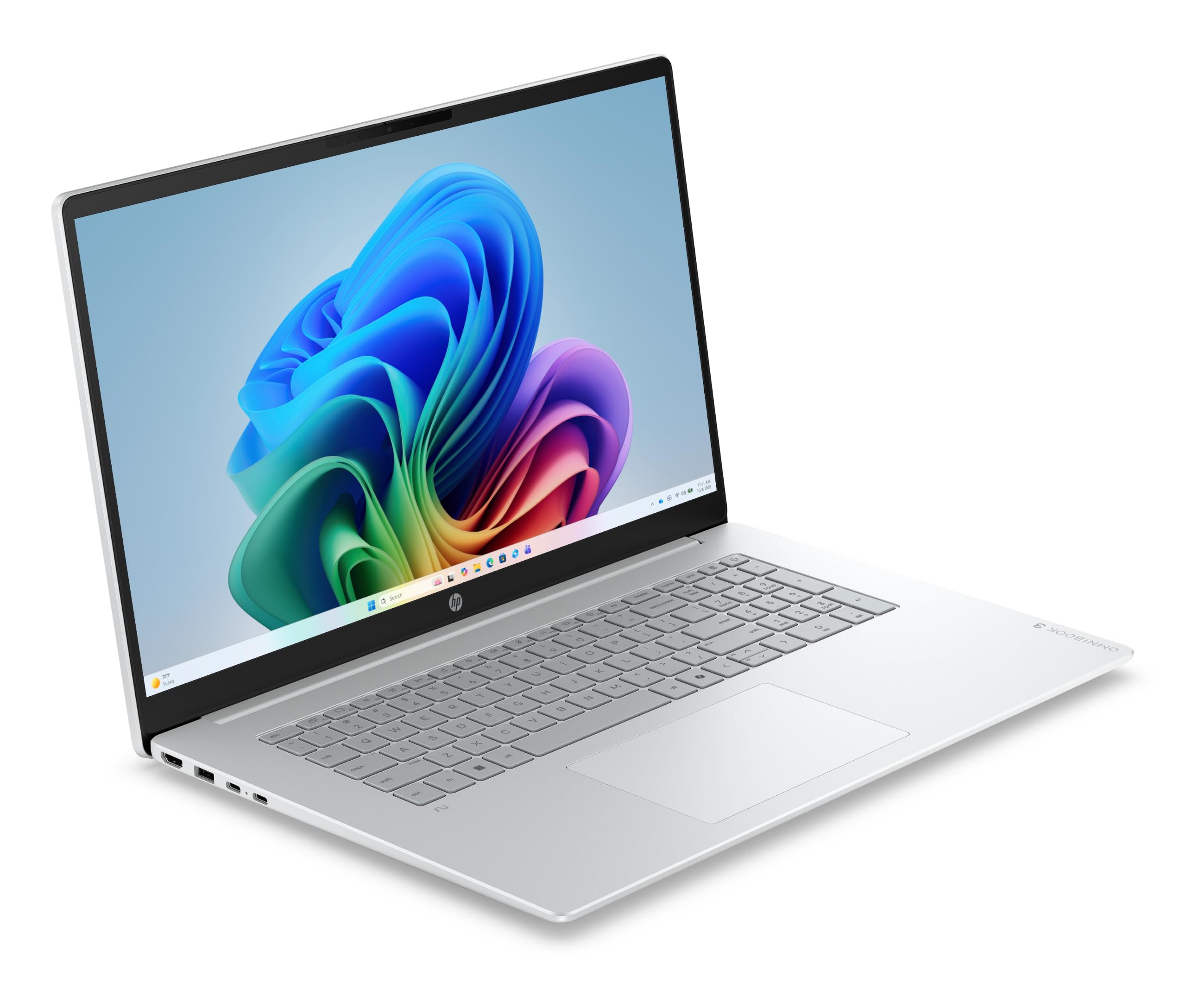 HP OmniBook 3 17-dk0000sfx Ordinateur Portable 17.3" FHD IPS, PC Portable (Core 5-120U, RAM 8 Go, SSD 512 Go, Intel Graphics, Windows 11), Laptop Argent, Clavier AZERTY
