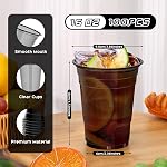 KesaPlan 100 PCS Black Clear Plastic Party Cups, 16 oz Disposable Cocktail Drinking Cup for Halloween, Disposable Wine Glasses for Milkshake Juice Graduation Father's Day Birthday Wedding Party