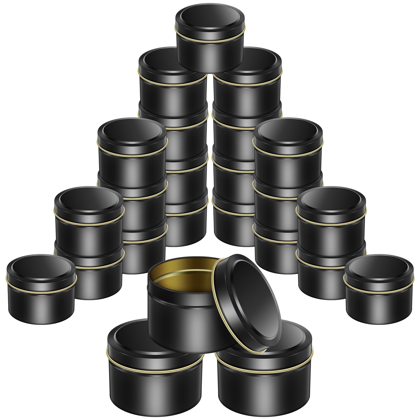 Ksrnsne 24 Pieces 4Oz Candle Tins Black Metal Empty Candle Jars Candle Storage Containers with Lids for Candle Making Crafts