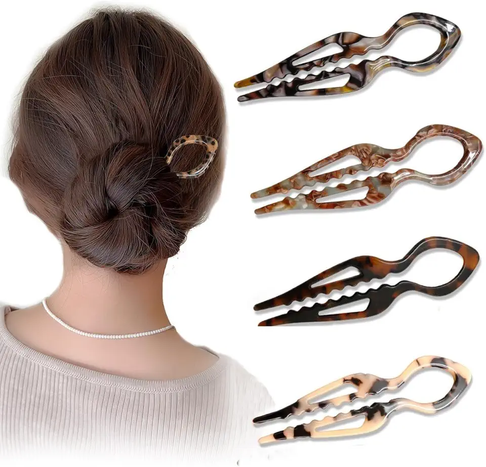 4-Pack U-Shaped Hair Clips, Prestige Hair Pins for Women, Hair Pin, Updo Bun, Hair Accessory，Elegant French Hairpin with Non-Slip Grip