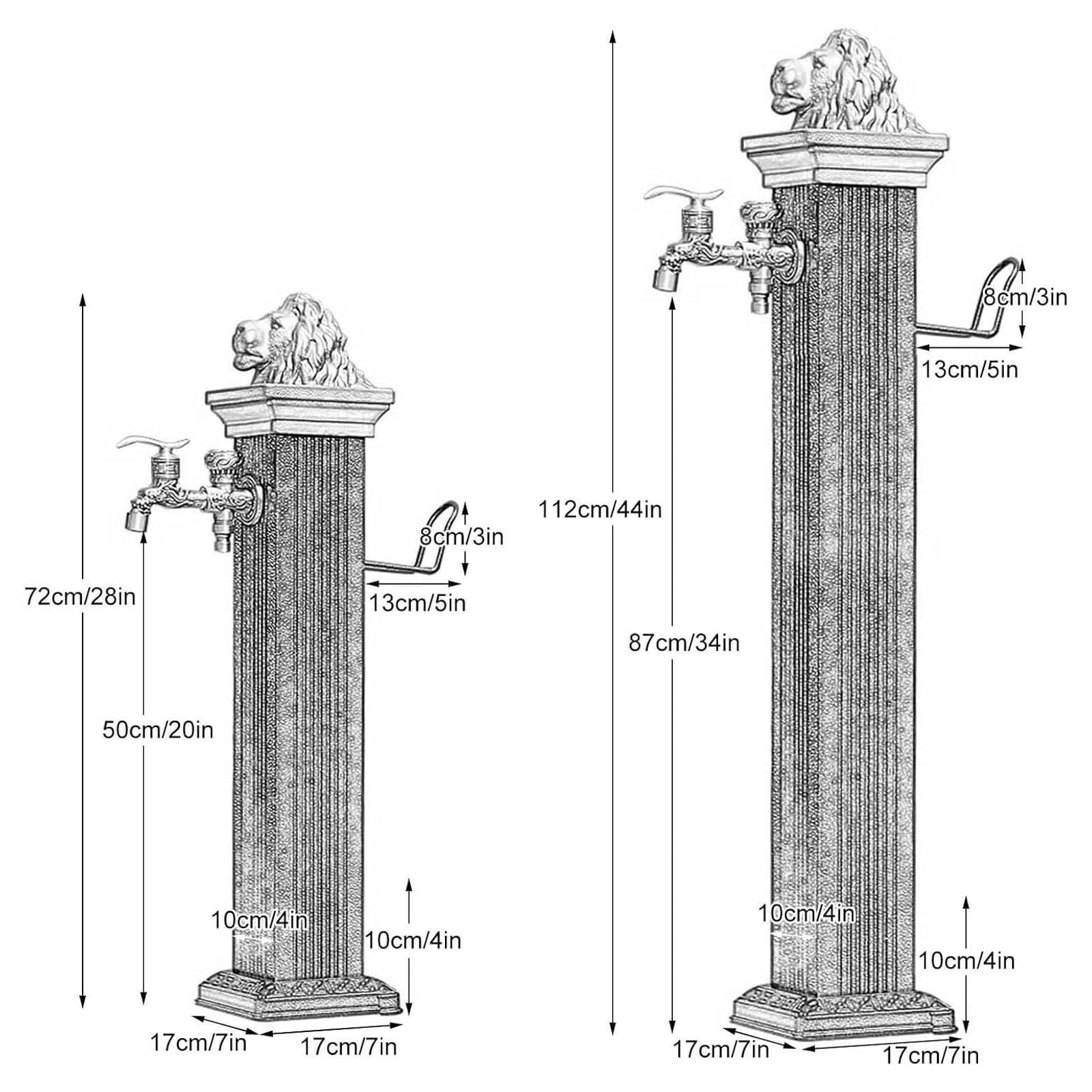 Gartenwassersäule, Wasserhahnsäule for Den Außenbereich, Frostschutzwasserleitung, Vertikaler Hydrant, Gartenwasserhahn, Geeignet for Villen, Autowaschanlagen Und Innenhöfe(112cm/44in)