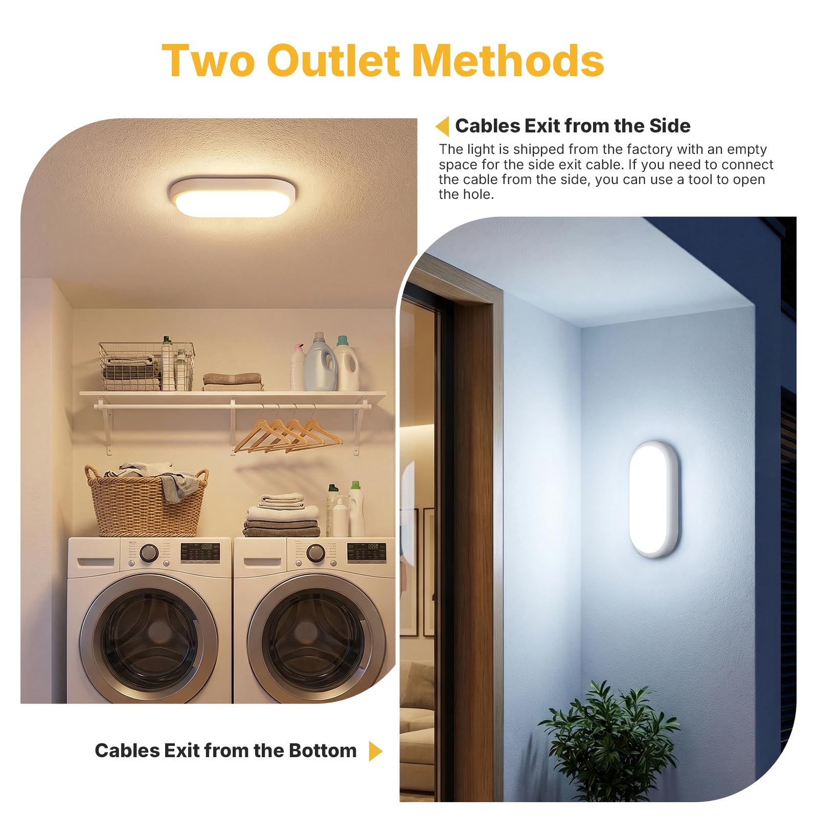 Plafoniera LED Esterno, 18W 1800LM Applique da Parete Interno, IP54 Lampada Led Soffitto Ovale Luci, 3000K/4000K/6000K Applique Bagno Luce per Balcone Scale Corridoio Garage, 2 Pezzo