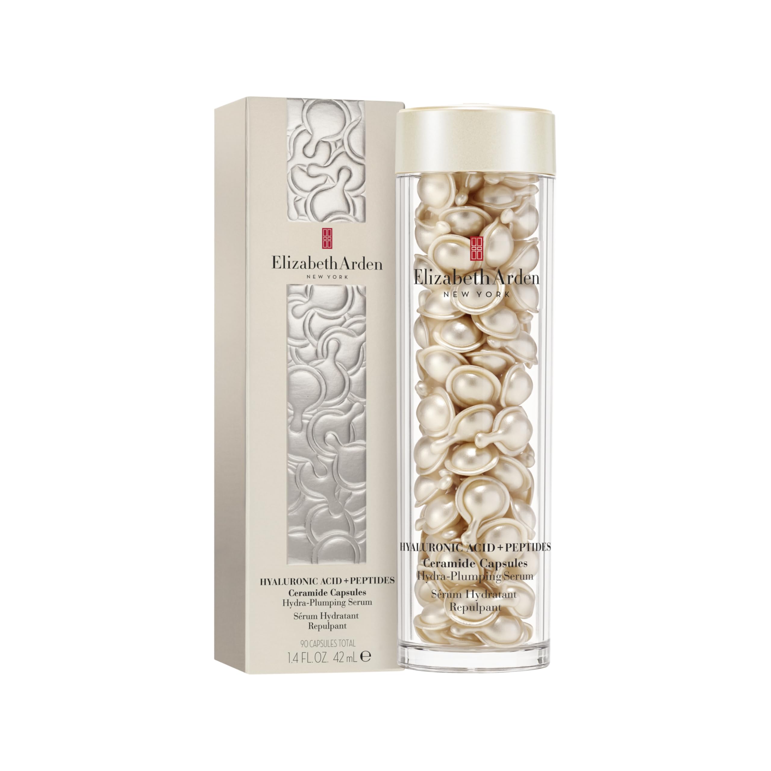 Elizabeth Arden – Hyaluronsäure + Peptide Ceramide Kapseln, feuchtigkeitsspendendes & aufpolsterndes Serum mit multimolekularer HA, seidig-leichte Formel für glattere prallere Haut, für alle Hauttypen