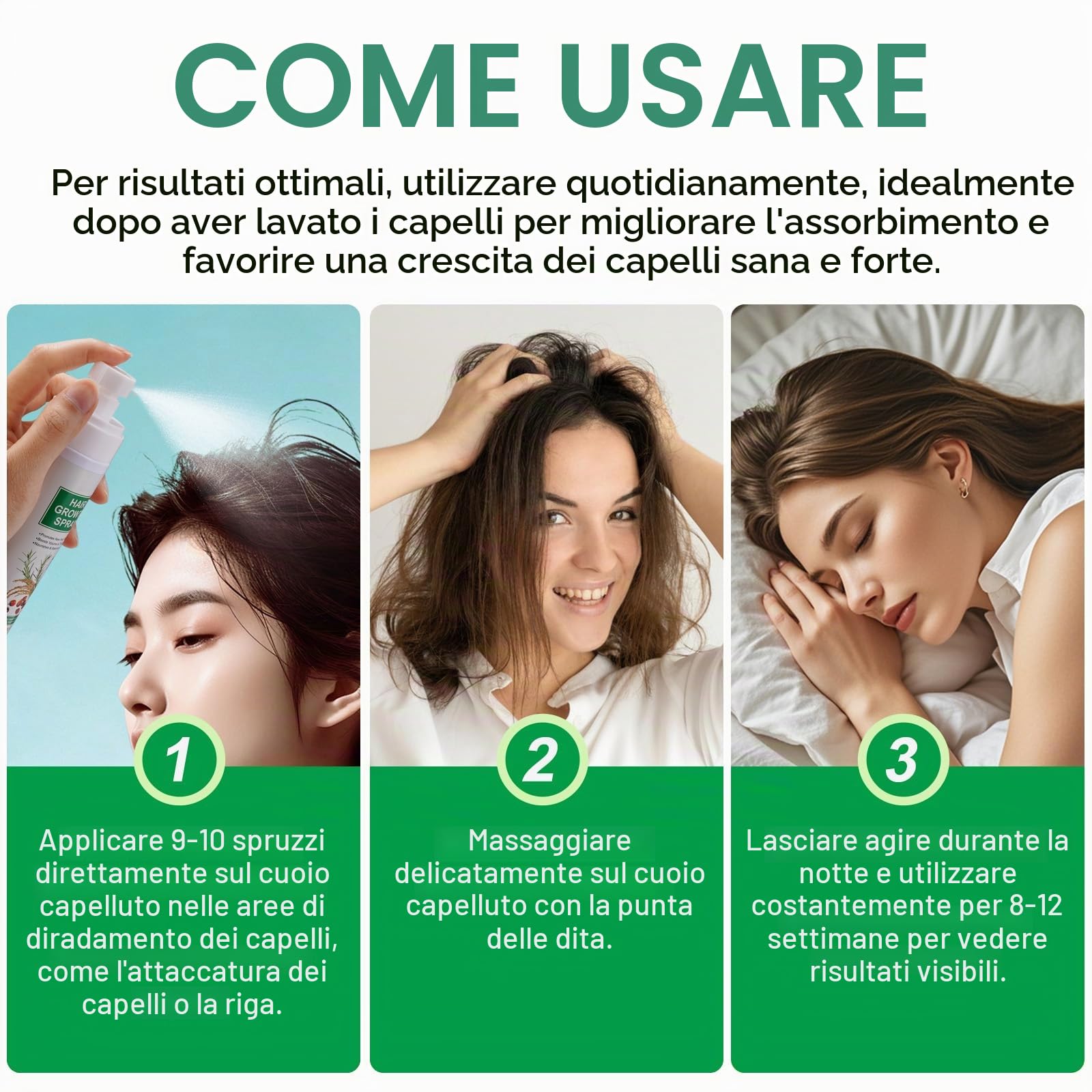 Spray di siero per la crescita dei capelli, olio naturale per la crescita dei capelli con olio biologico di rosmarino, olio di ricino, olio Batana e biotina, crescita dei capelli più sottili
