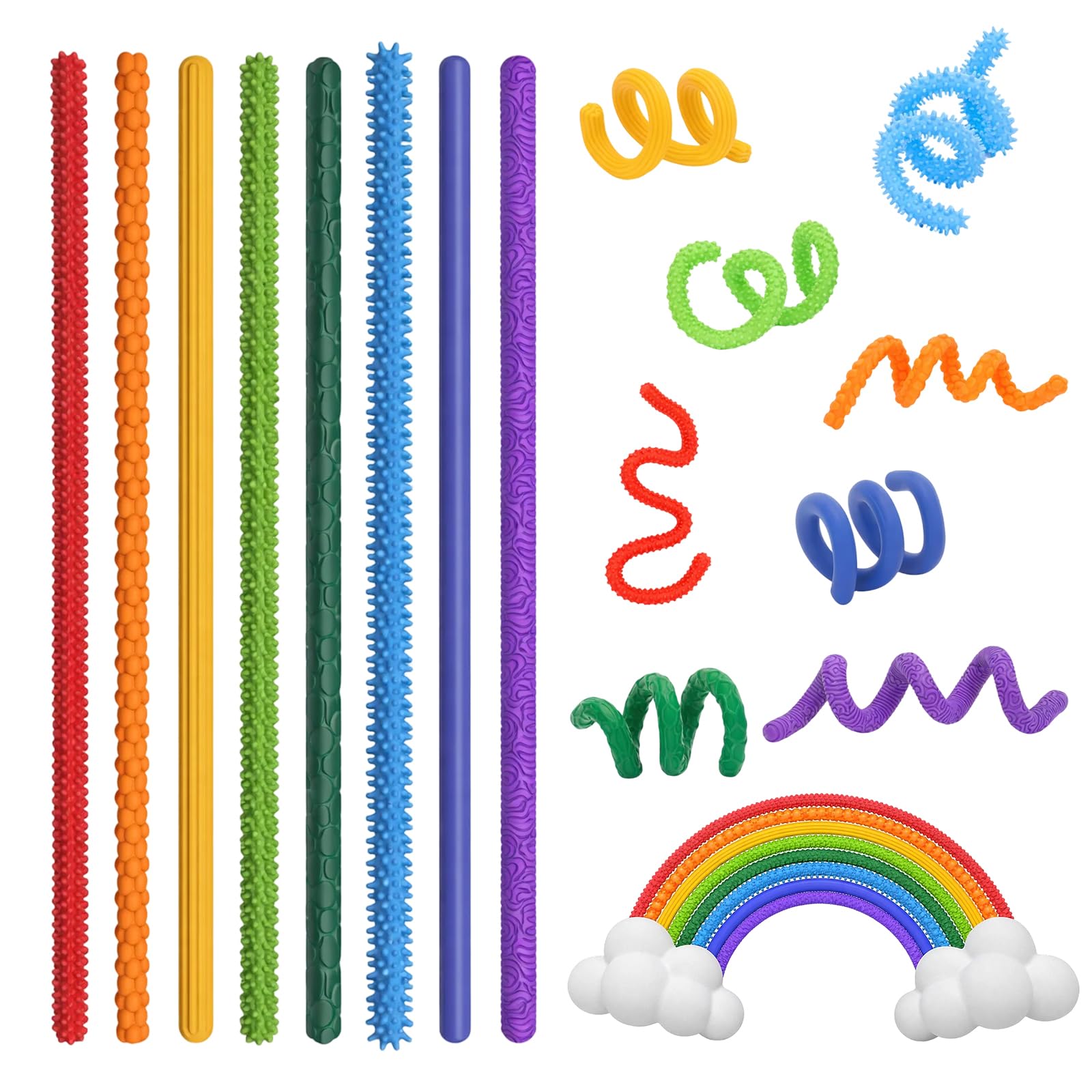 Sensory Fidget Toys, 8 Pack Colourful Twisty Sensory Sticks, 25×0.87 cm, Fidget Toys for Autism Stress Relief and Focus