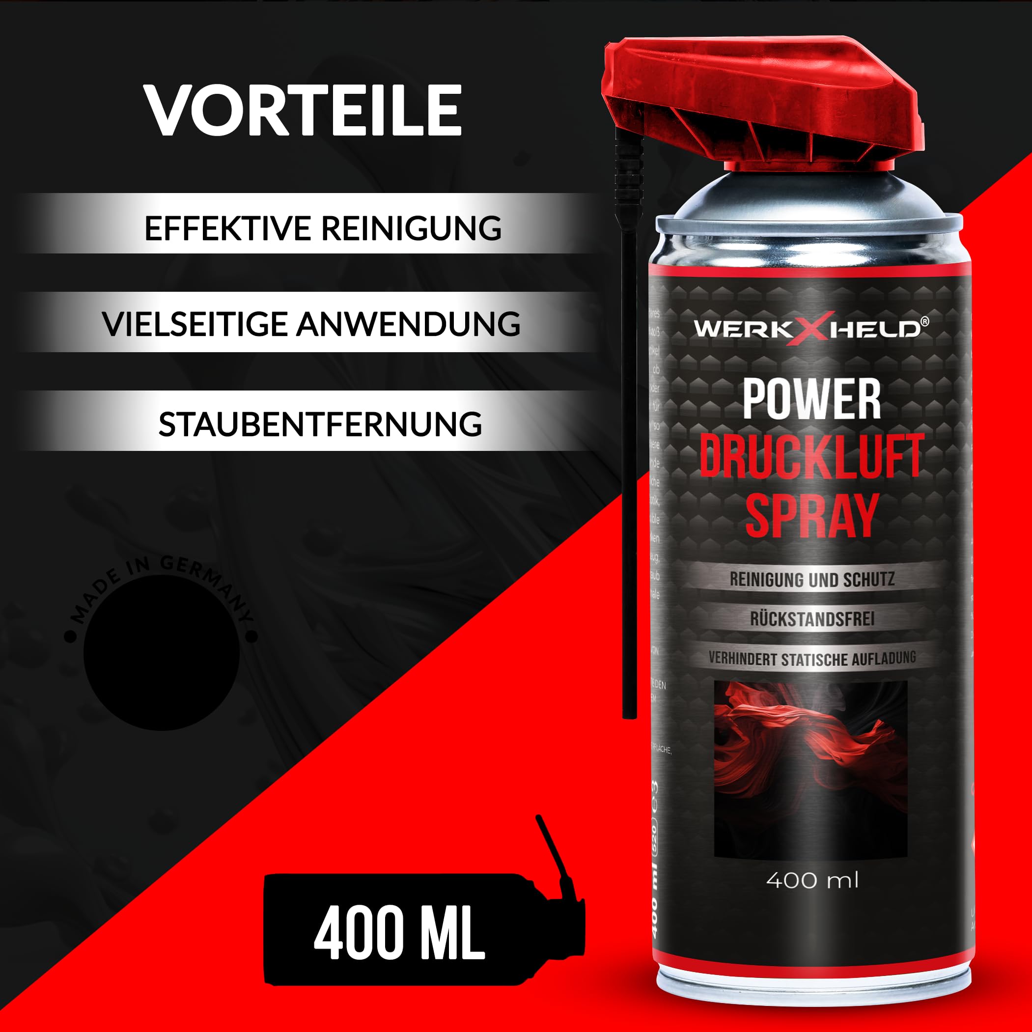 Druckluftspray für Elektronikreinigung - Air Duster mit 100mm Verlängerung - Compressed Air Dose - Staubentfernung für PC, Tastatur, Kamera