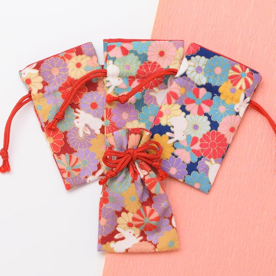 和柄巾着袋お守り(パワーストーン入り) チャーム 和柄巾着キーホルダー(パワーストーン入り)御守り 布