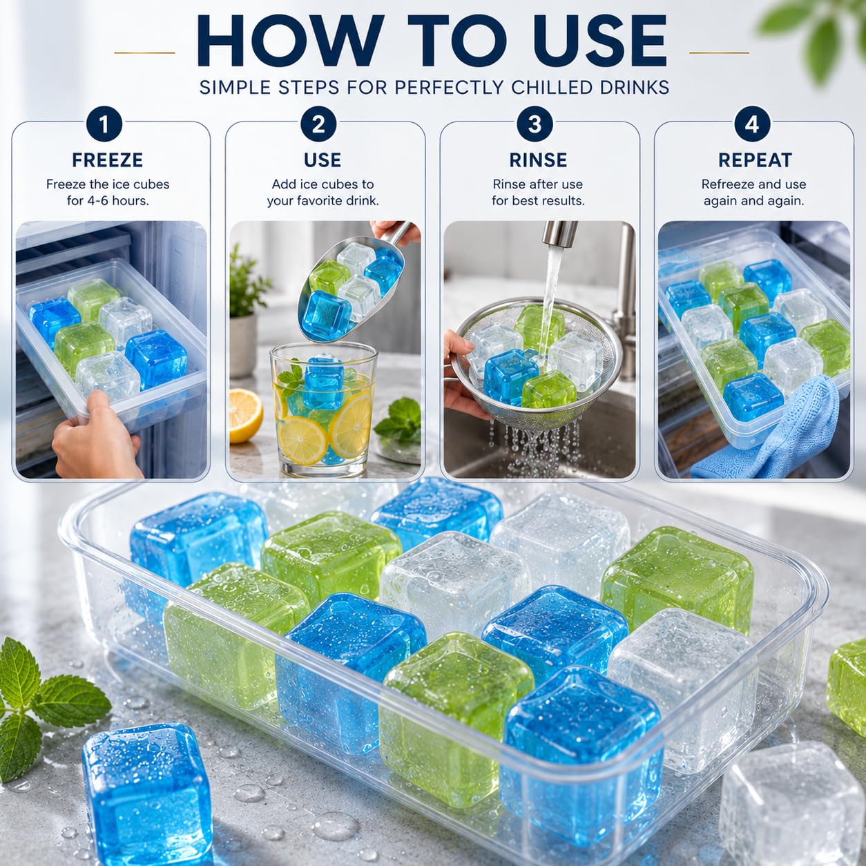 Amazon.com: Extra Large Reusable Ice Cubes (2.2