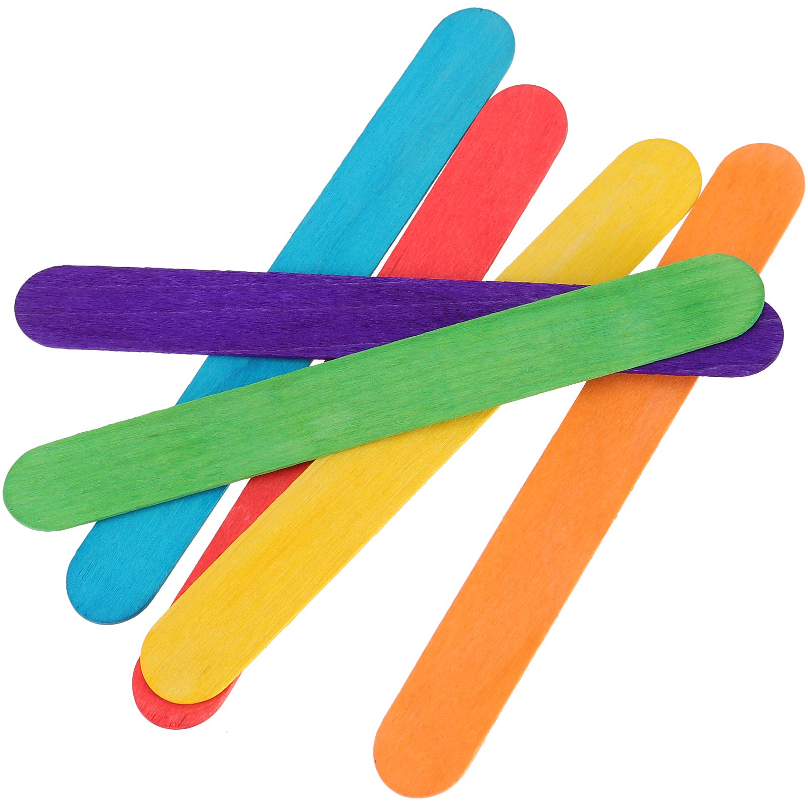 Palitos de paleta de colores de 6 pulgadas, 1000 palitos de madera jumbo para manualidades, palitos de helado para hacer modelos de bricolaje, diseño casero, suministros de manualidades para