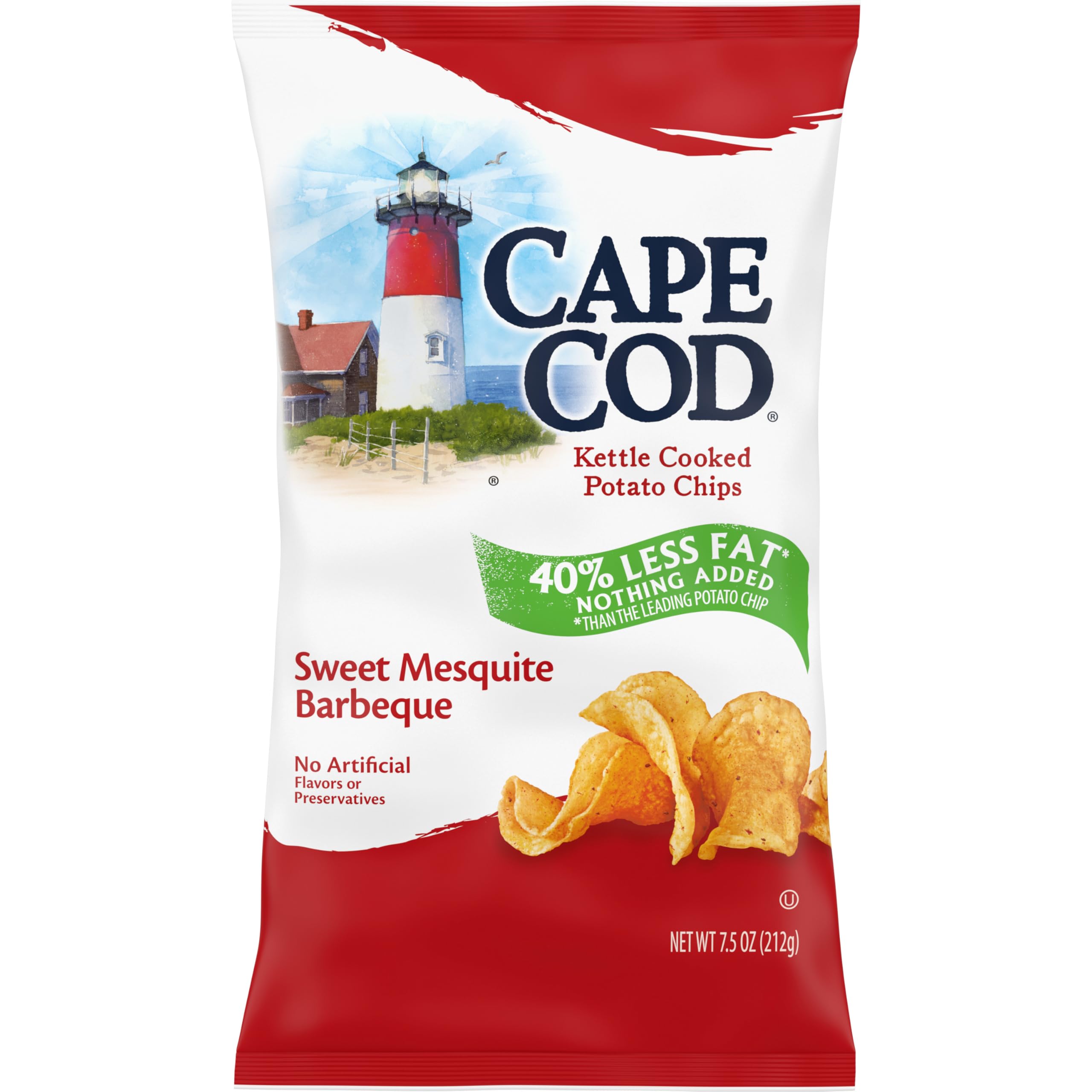 Cape Cod Less Fat Sweet Mesquite Barbeque Chips, 7.5 Oz Bag