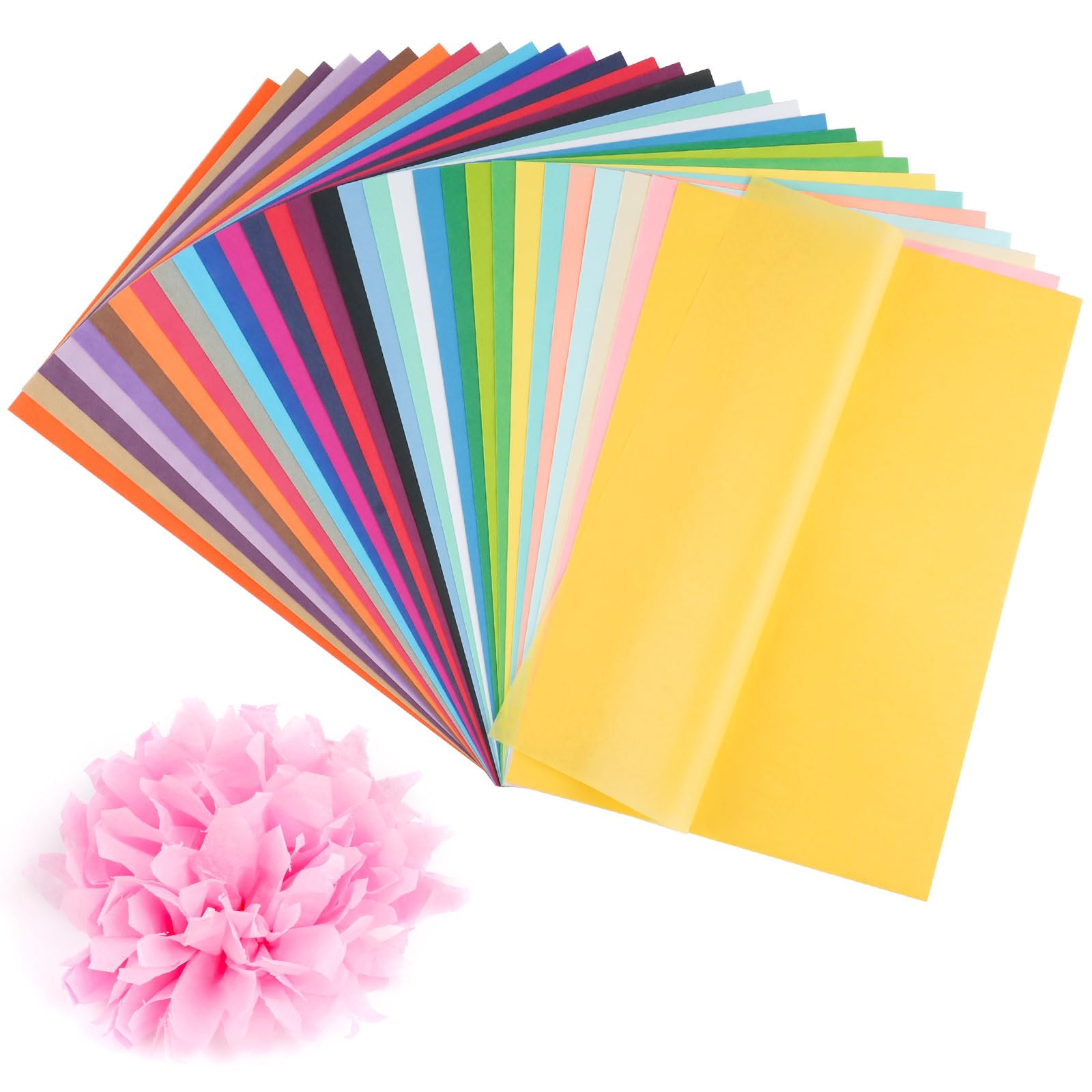 Svalor Lot de 300 feuilles de papier calque - 30 couleurs - Papier de soie A4 - 14 g/m² - Multicolore - Pour travaux manuels, fleurs en papier et pompons (20 × 29 cm)