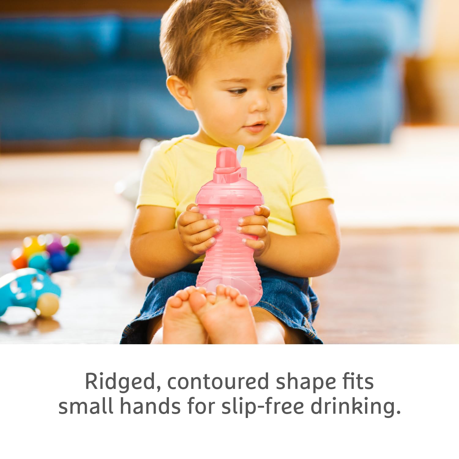 Munchkin Mighty Grip Cups with Straw, Green, 10 oz/296ml - Image 3