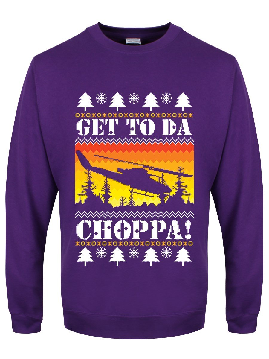 Grindstore Men's Purple Get To Da Chopper Christmas Jumper