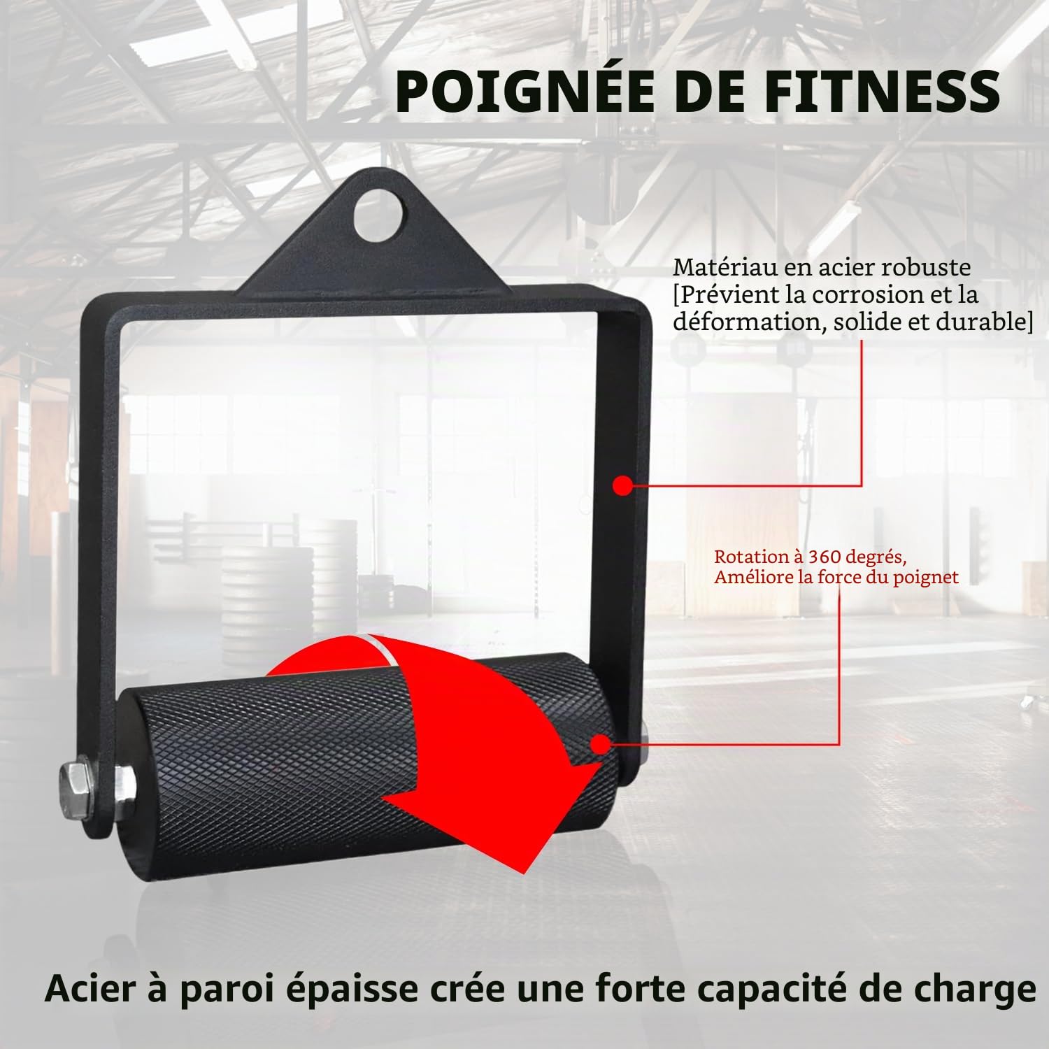 Gym, poignée monomanuelle, poignée triceps, poignées de fitness, appareil de traction, câble de fitness, poignée de traction dorsale, exercice de lutte, poignées de gym, accessoires pour machines à