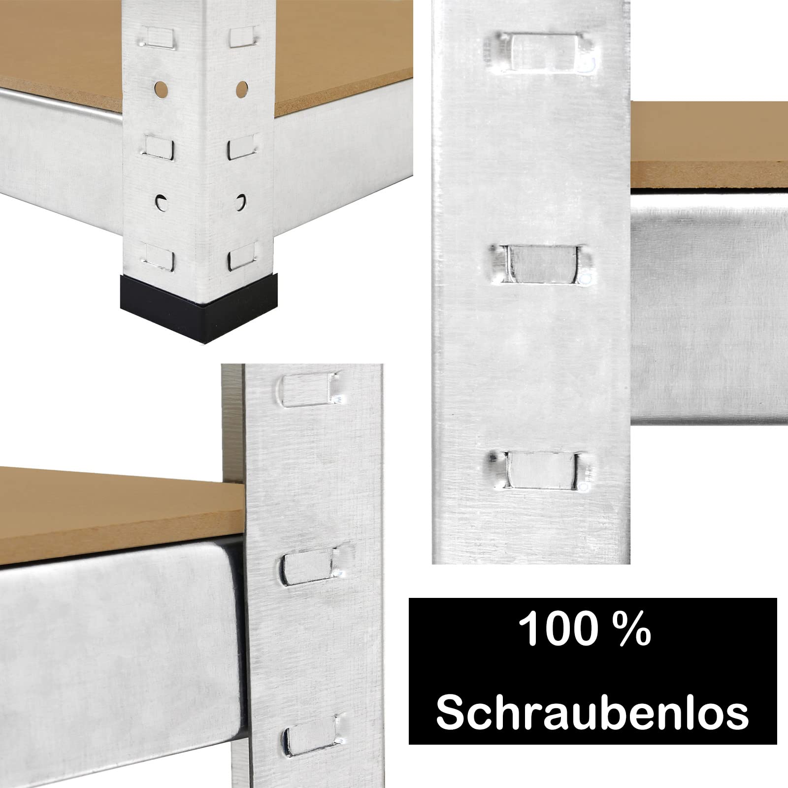 AUTOFU 5 Stöckiges Schwerlastregal Regal, Lagerregal Garagenregal, Metallregal Verzinkt - 200cm x 100cm x 50cm
