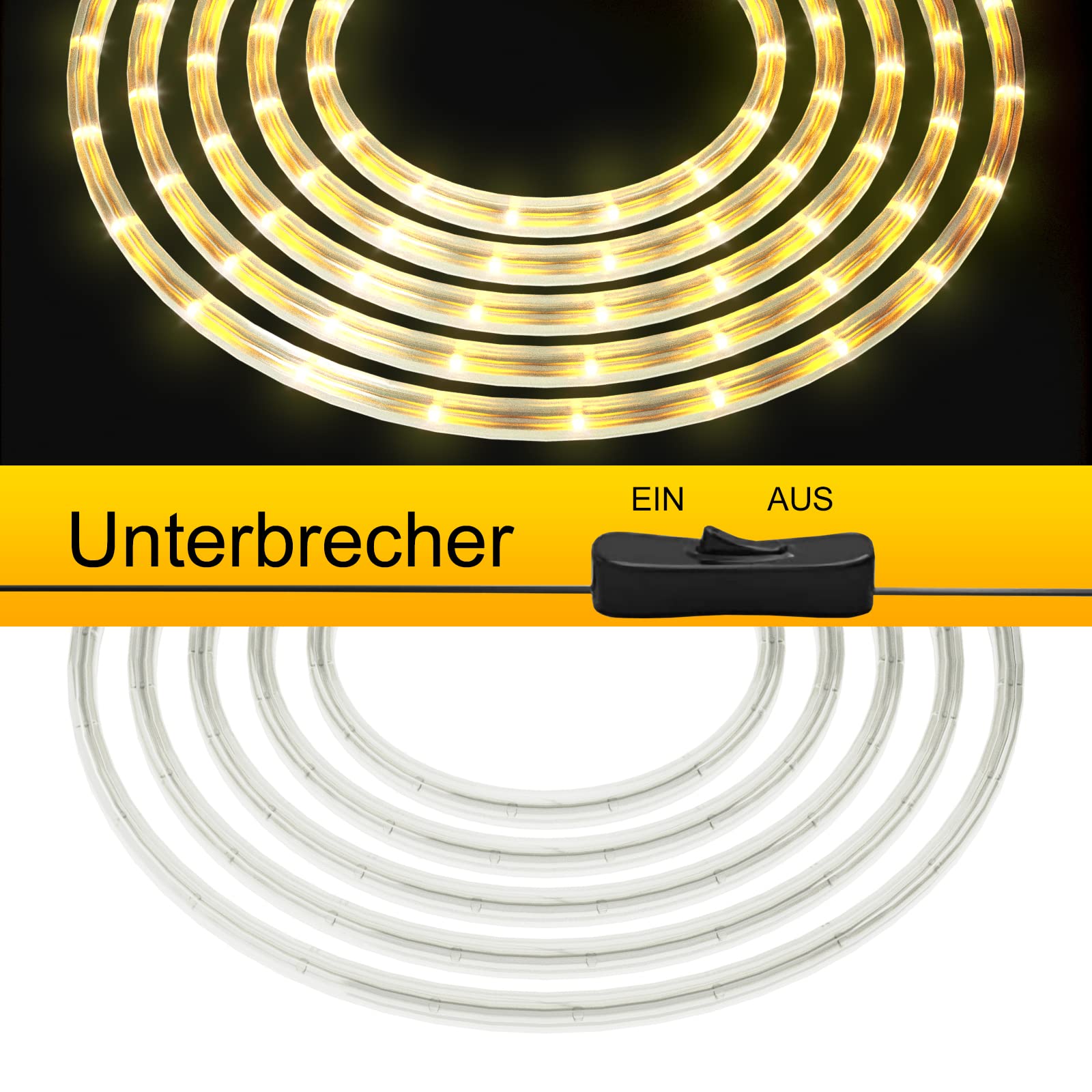 GOPLUS 30m Lichtschlauch Außen, LED Lichtschlauch Warmweiß mit 1080 LEDs, LED Streifen 15,000 Stunden, Wasserdicht, Lichterkette Lichterschlauch für Außen & Innen (30m)