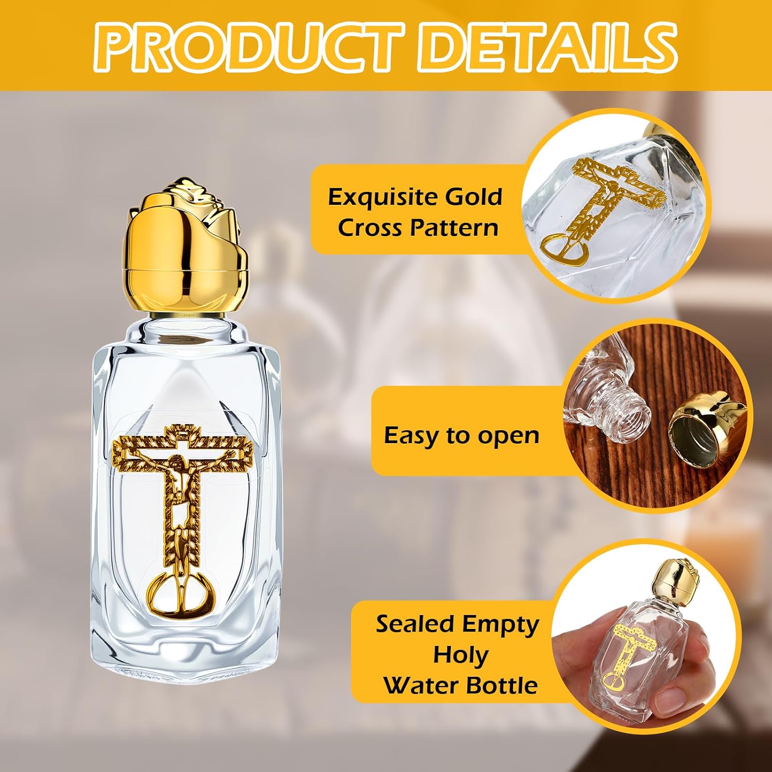 30 Set Small Holy Water Glass Bottles Bulk, Catholic