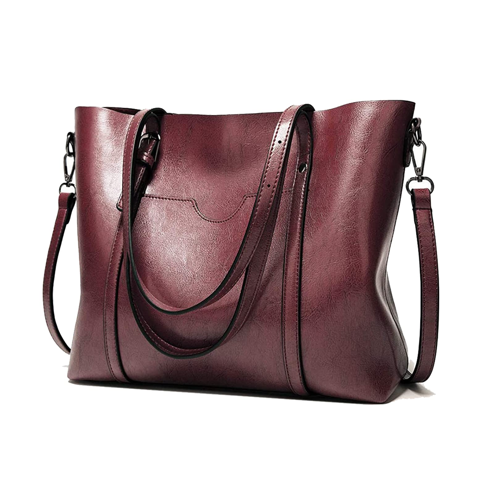 Womens Handbags Soft Leather Large Capacity Retro Vintage Top-Handle Casual Pocket Tote Shoulder Cross-Body Bags, Style 1 Coffee, 13 inches, Travel Tote