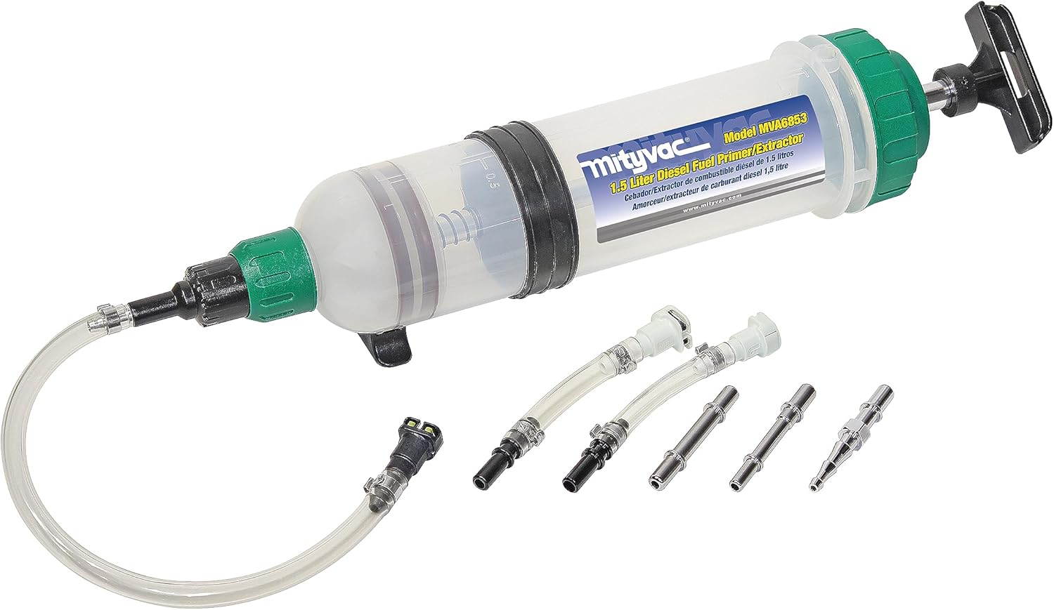 Mityvac MVA6853 1.5 Liter Fuel Primer/Fluid Extractor for Priming Diesel Fuel