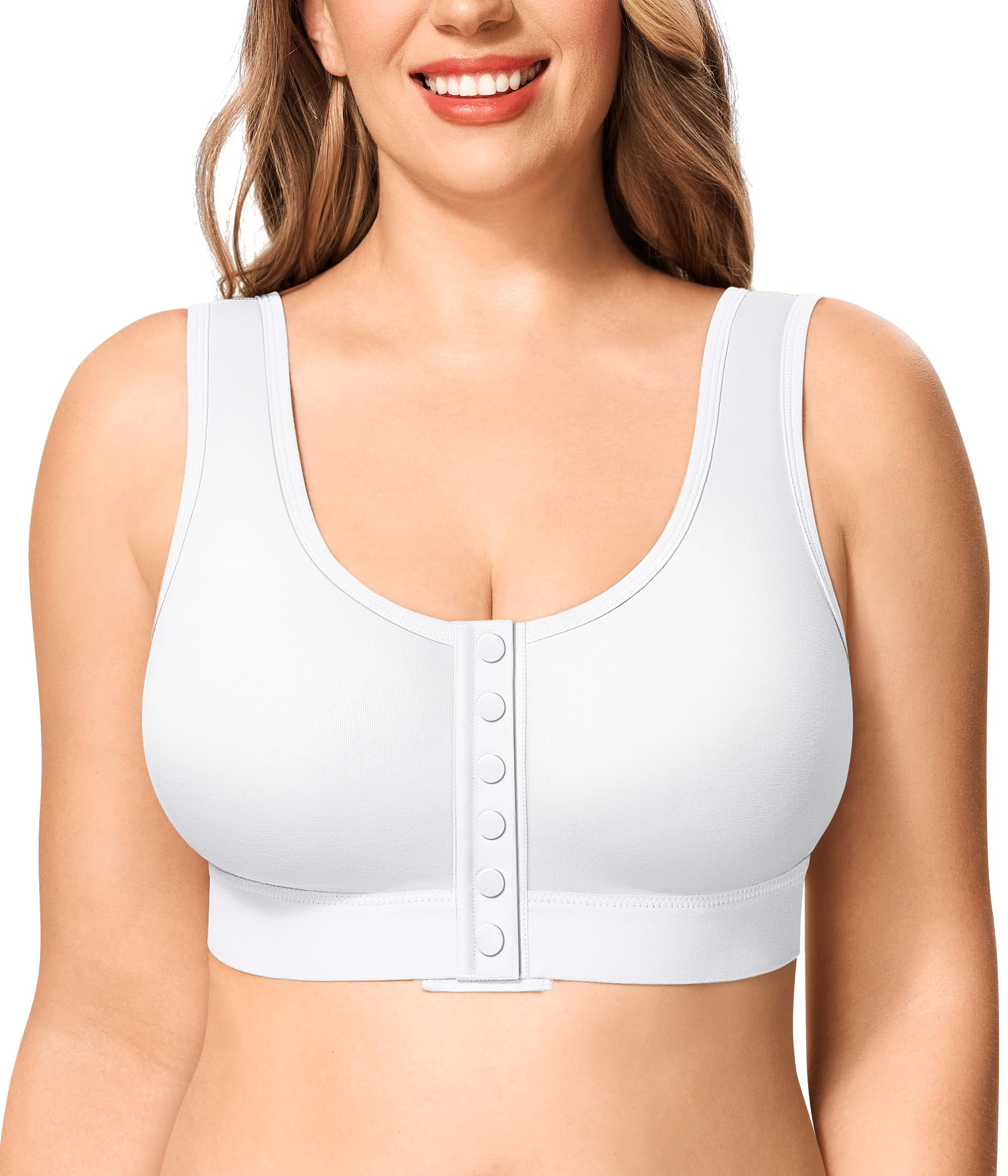 BRABIC Full Coverage Wireless Bras for Women No Underwire Compression Front Closure Comfort Post Surgery Bra