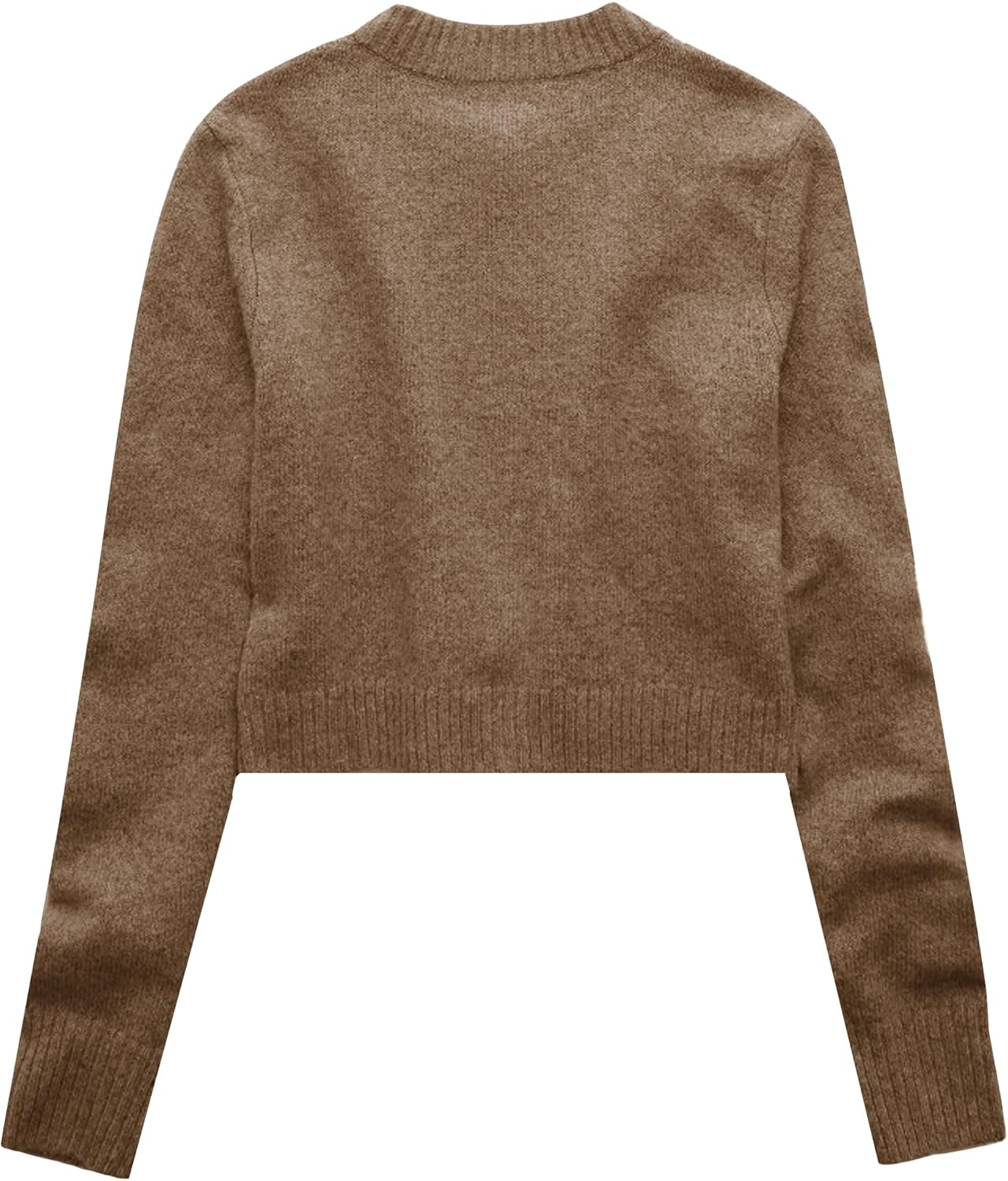 EXCHIC Women's Long Sleeve Cropped Cardigan Sweater Crew Neck Button-Down Shrug Sweaters - Image 6